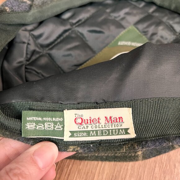 The Quiet Man Irish Flat Cap Green and Gray Wool Plaid - Picture 5 of 11